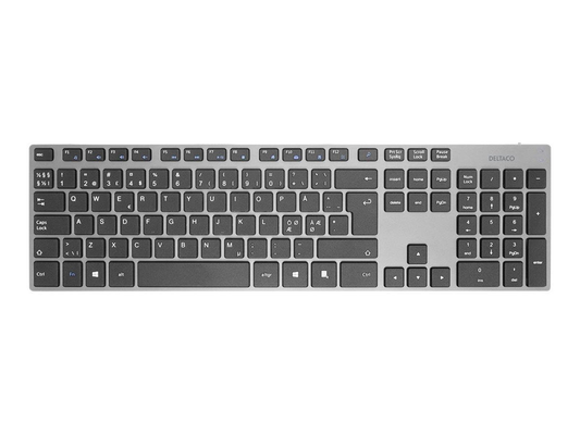 Deltaco TB-802 Wireless Keyboard, Rechargeble, Aluminium